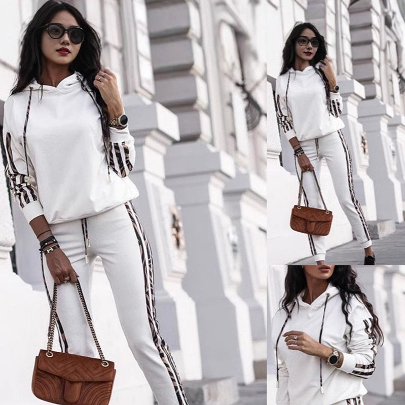 Striped Casual Hoodie Set