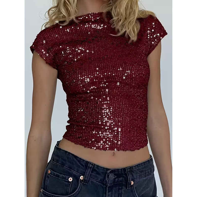 Sexy Backless Sequin Top