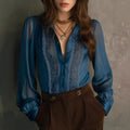 Lace-Patched Ruffle-Neck Puff-Sleeve Shirt