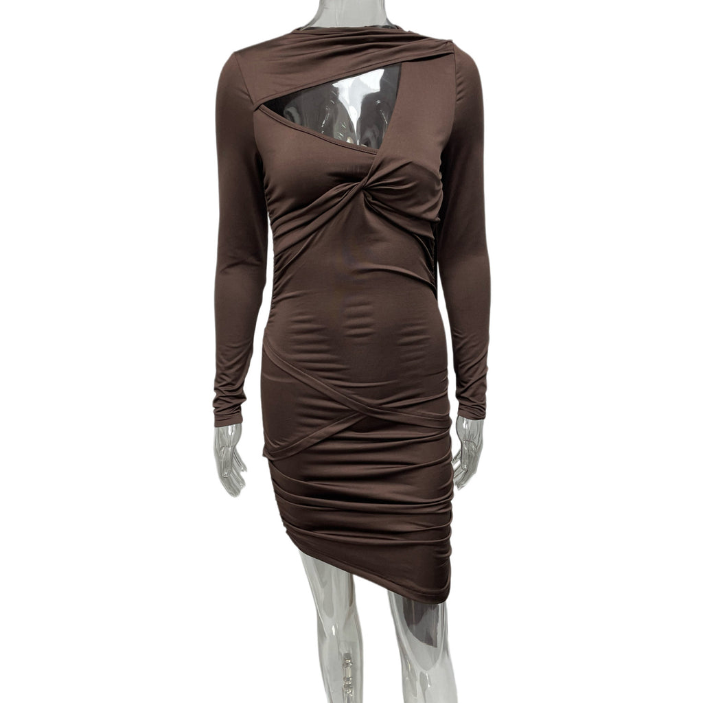 New Autumn Long-Sleeve Asymmetrical Bodycon Dress