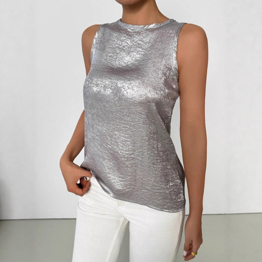 Casual Sleeveless Crew-neck Top
