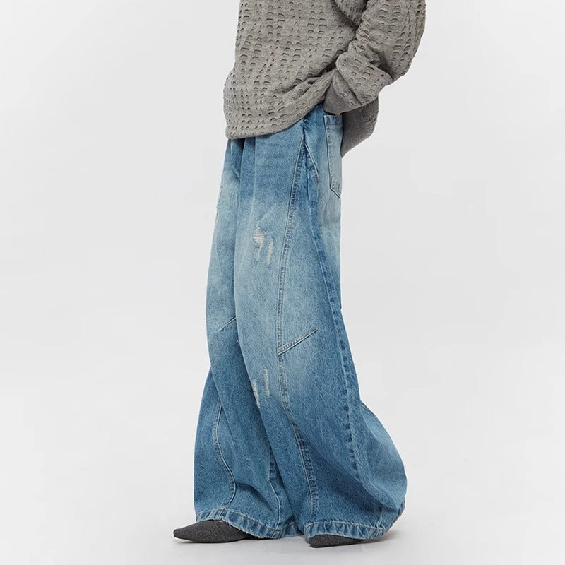 Edgy Wide-Leg Ripped Jeans