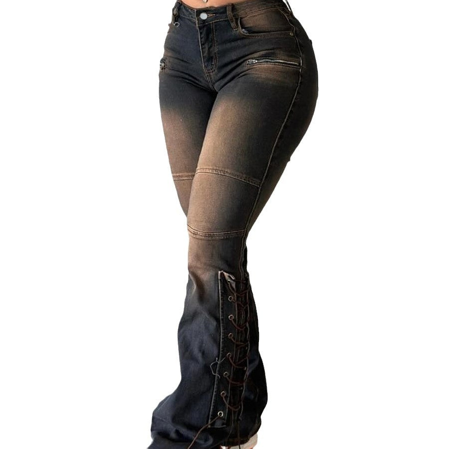 Retro High-Waist Flared Jeans.