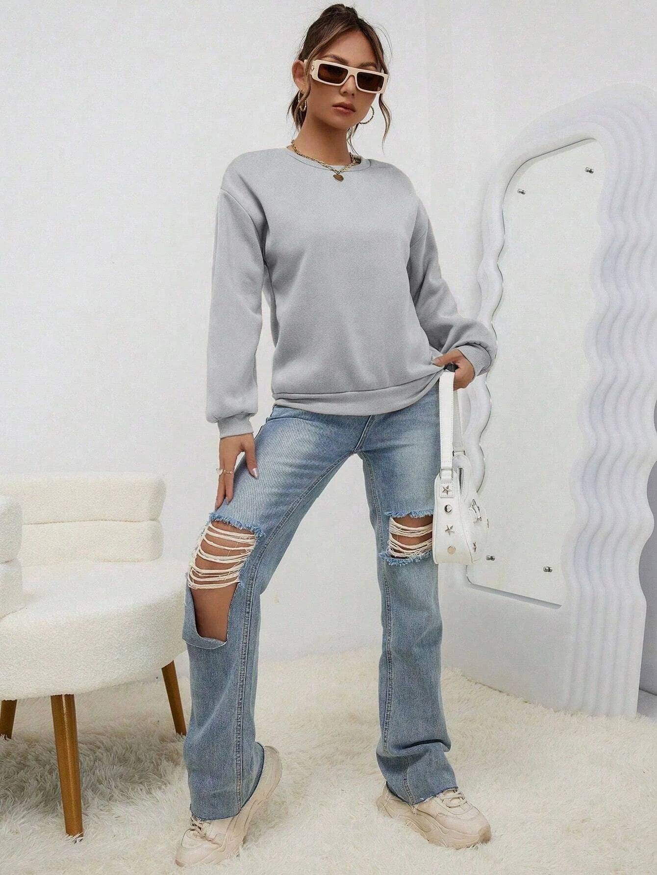 Casual Loose-Fit Sporty Sweatshirt