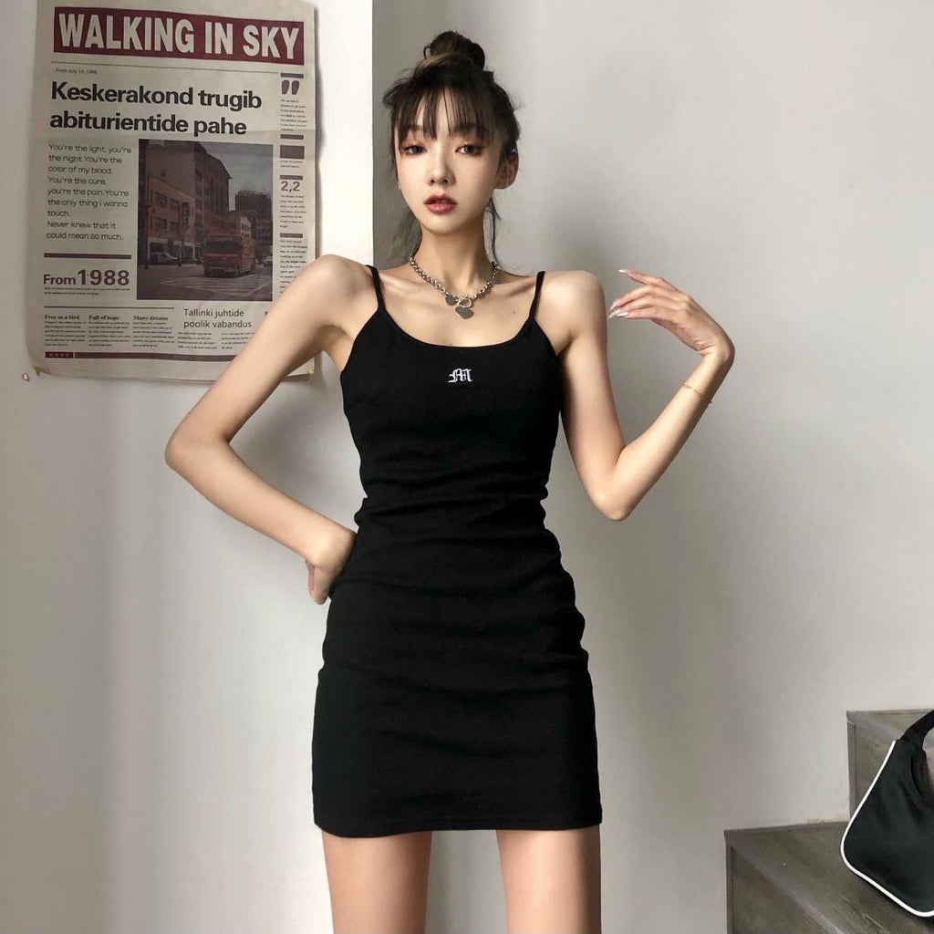 Retro Embroidered Letter Dress