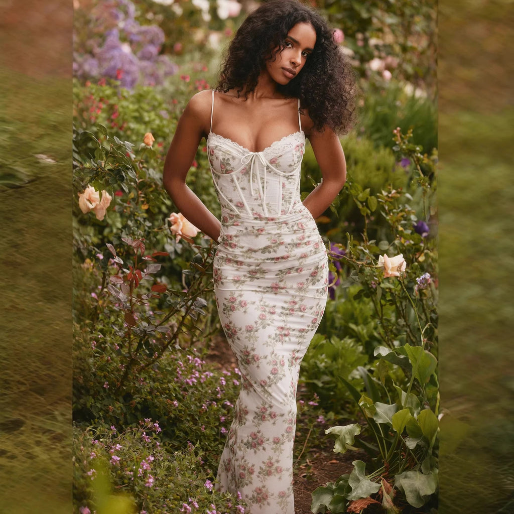 Summer Floral Slim-fit Lace Dress