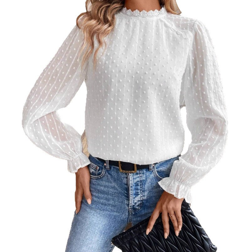 Elegant Lace-Trimmed Long-Sleeve