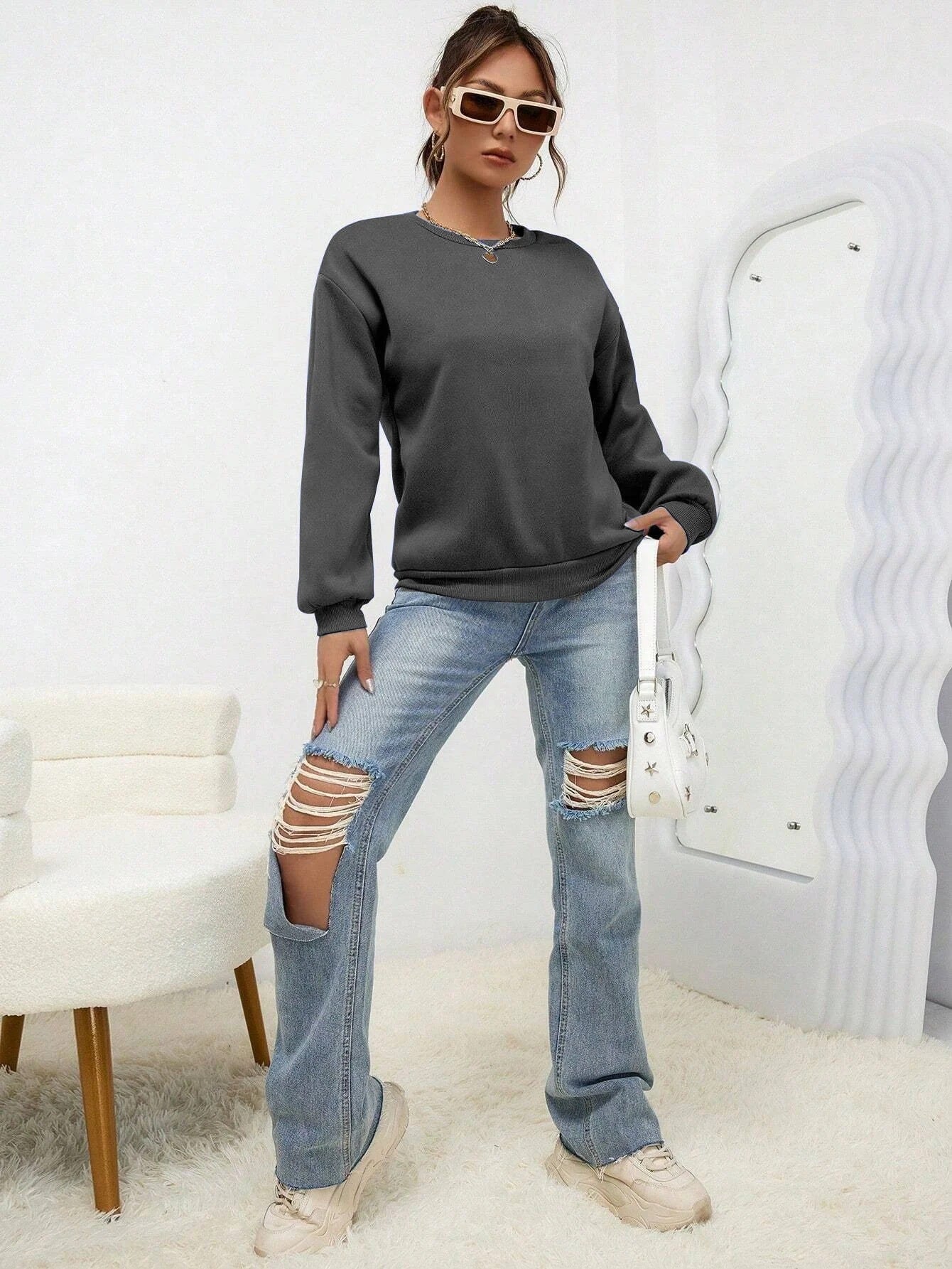 Casual Loose-Fit Sporty Sweatshirt