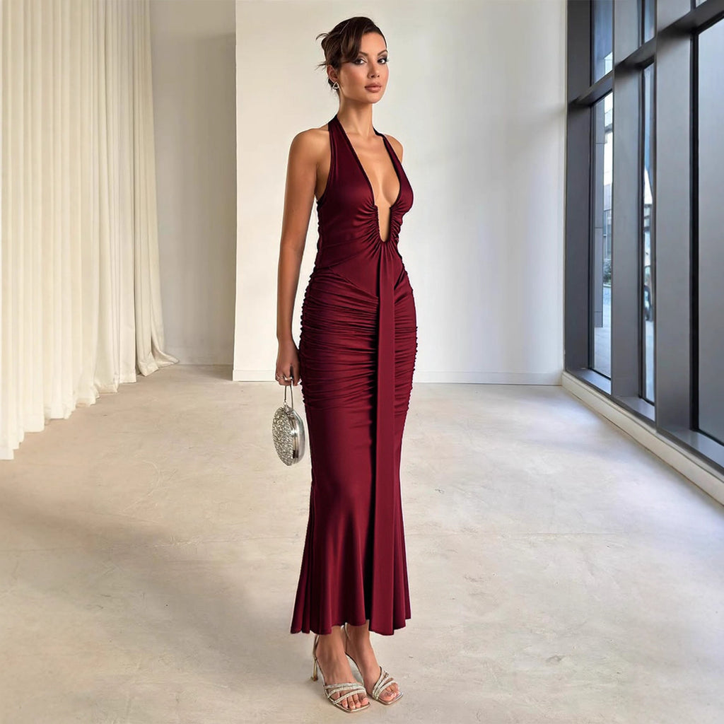 Sleeveless Mermaid Pleated Party Dress