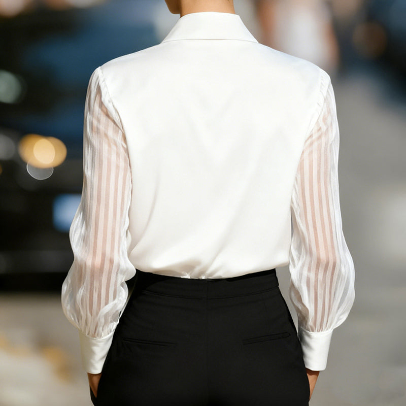 Elegant Satin Long-Sleeve Blouse