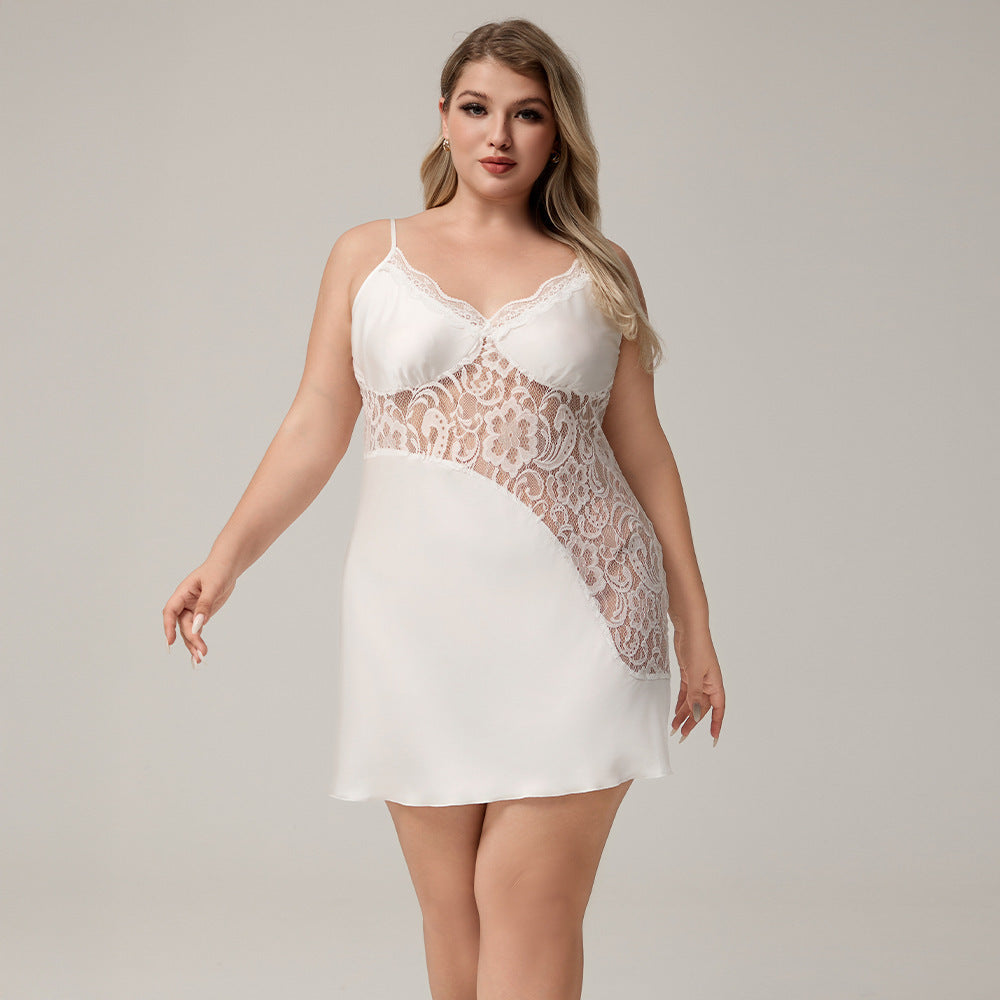 Elegant Satin Lace V-Neck Dress