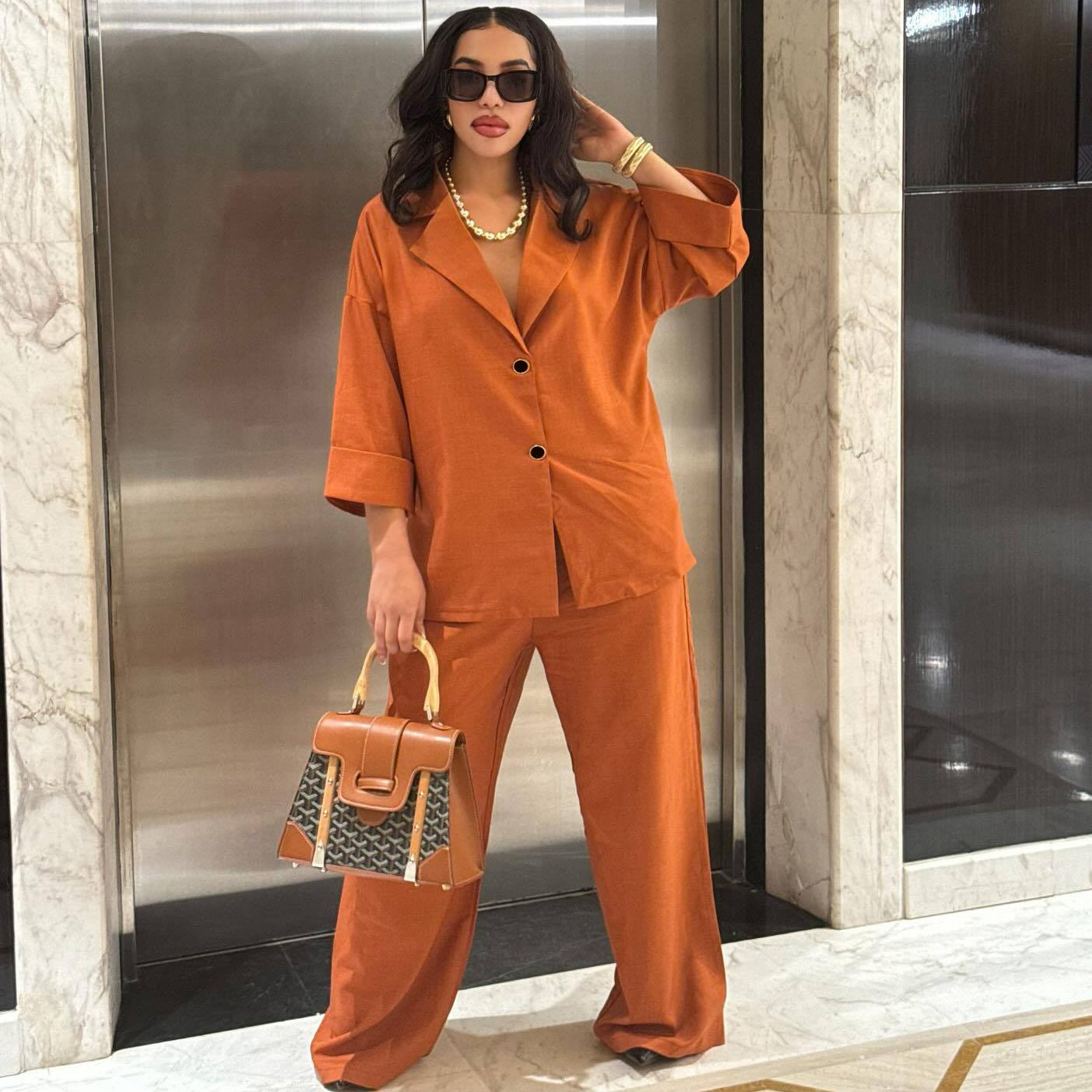 Single-Breasted Two-Piece Set