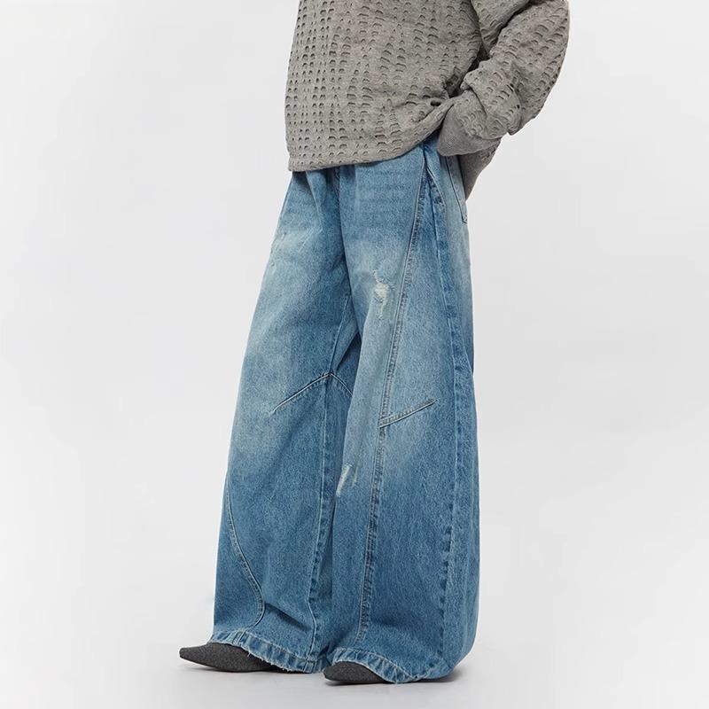 Edgy Wide-Leg Ripped Jeans