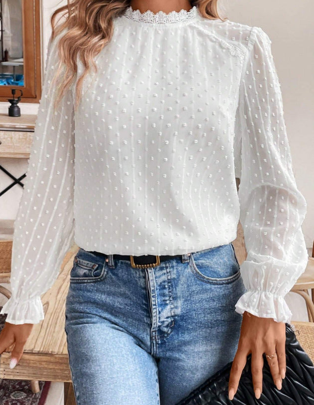 Elegant Lace-Trimmed Long-Sleeve