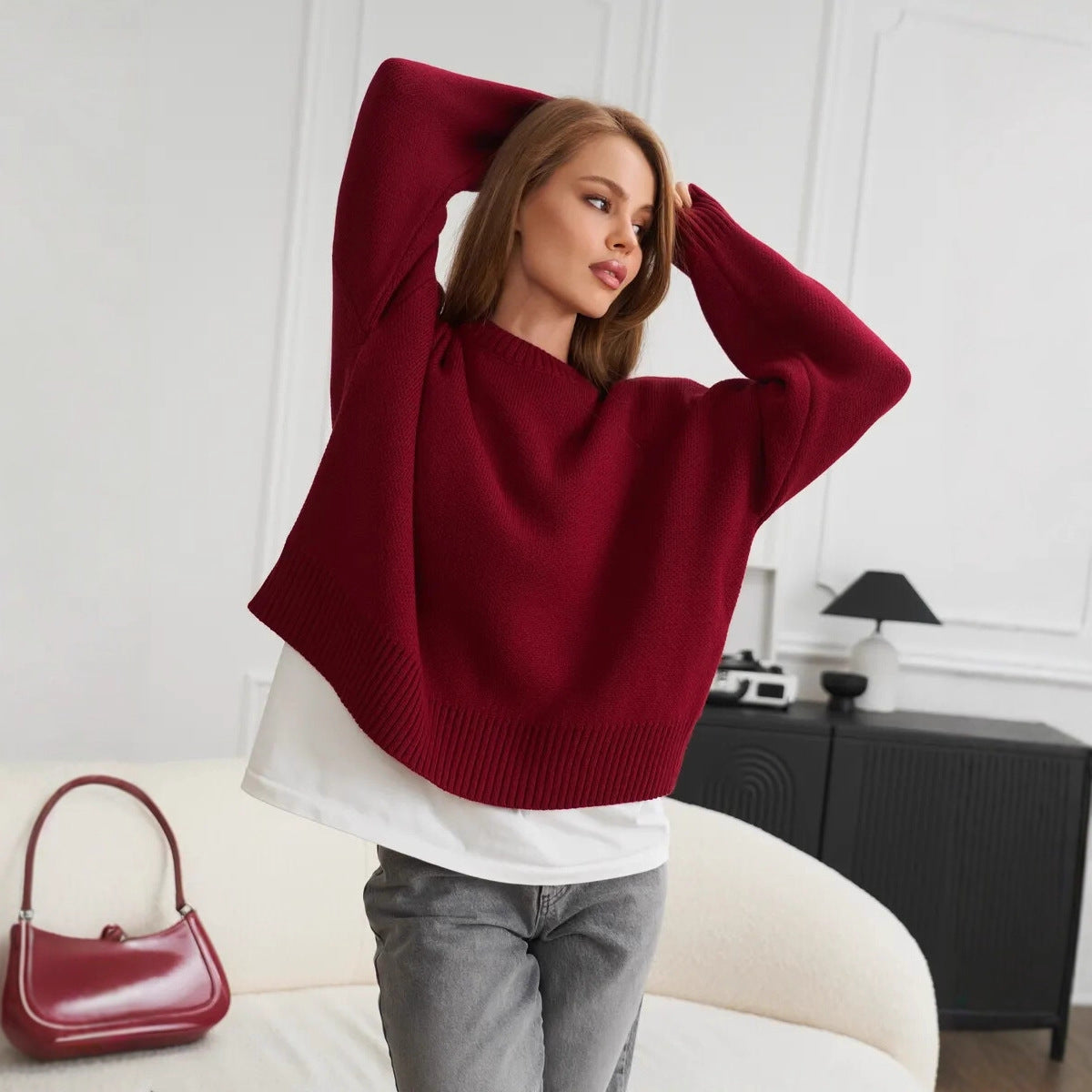 Relaxed Knit Crewneck Pullover