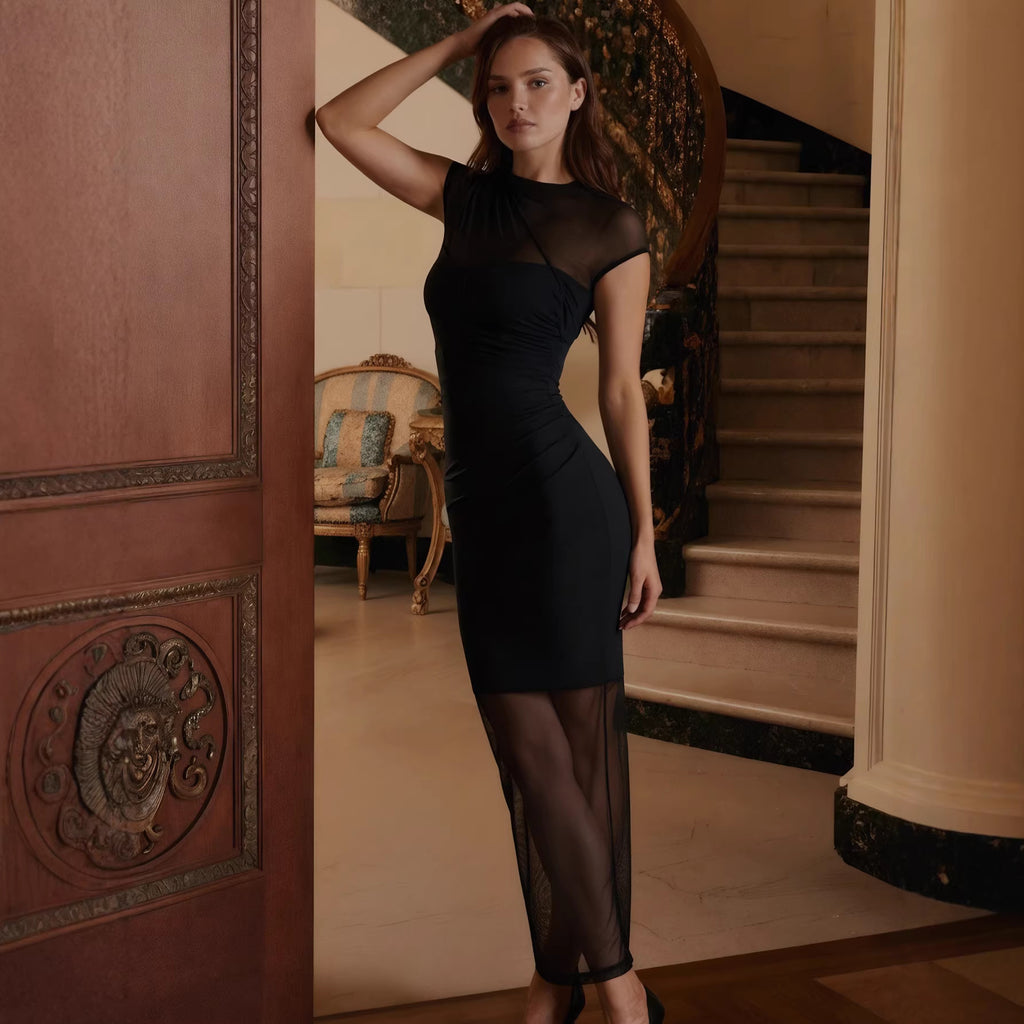 Sheer Mesh Panel Bodycon Dress