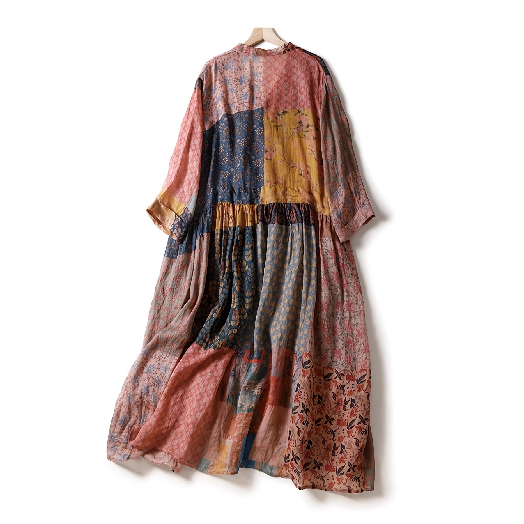 Retro Printed V-Neck Dress