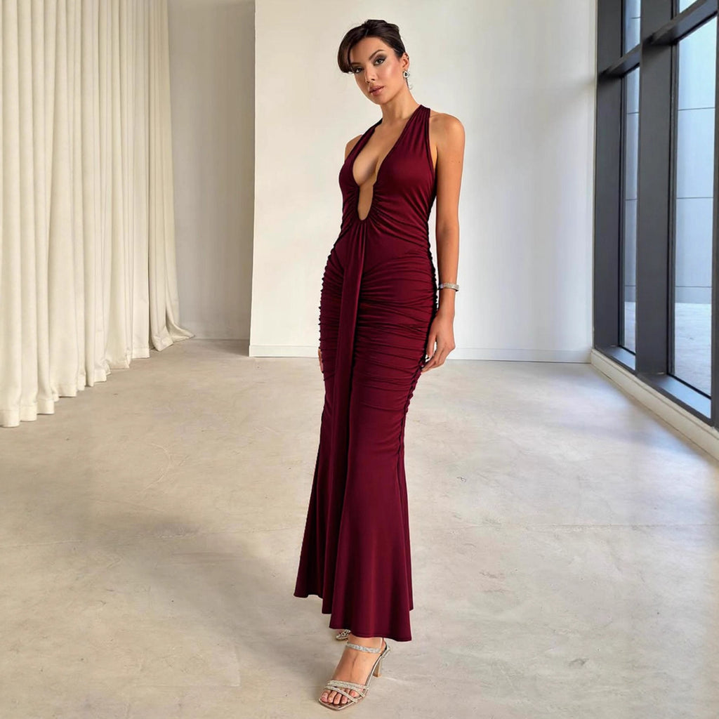 Sleeveless Mermaid Pleated Party Dress