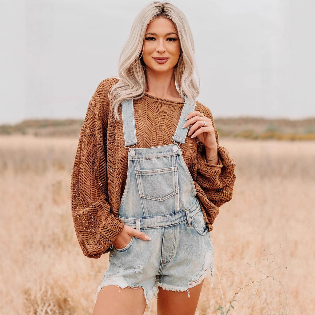 Casual Denim Overalls Shorts