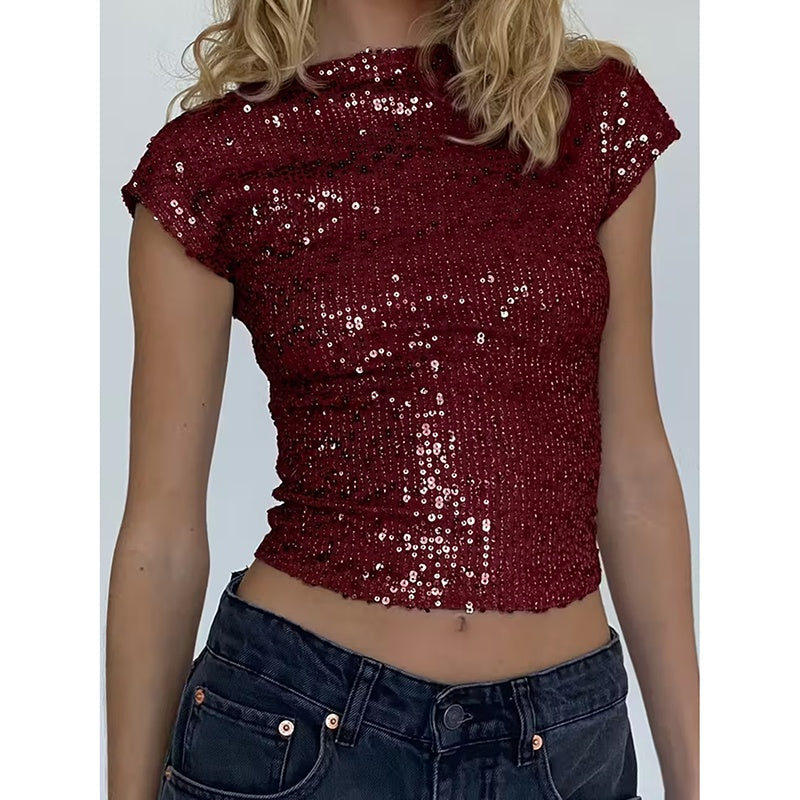 Sexy Backless Sequin Top