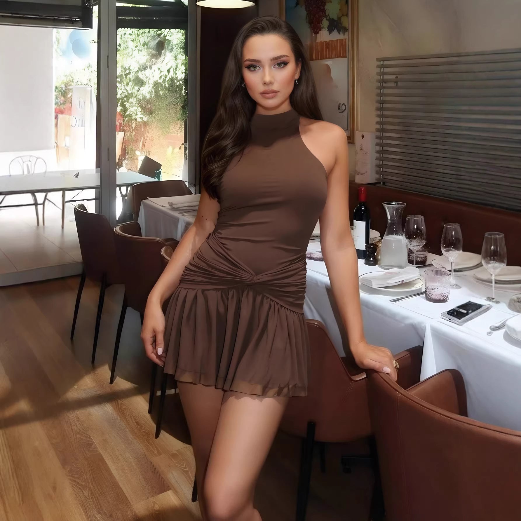 Sleeveless Knot-Waist Flare Dress For A Sassy Look