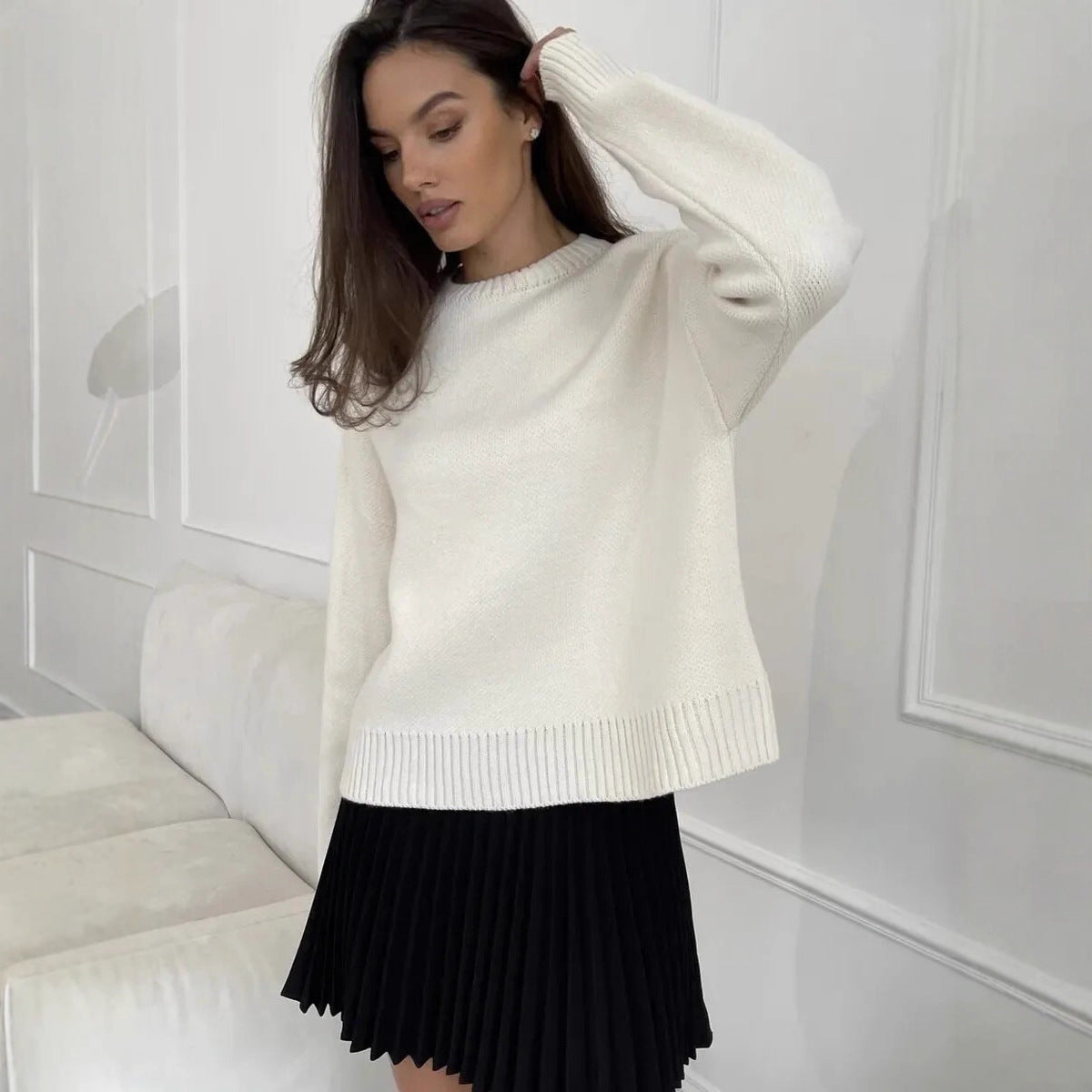 Relaxed Knit Crewneck Pullover