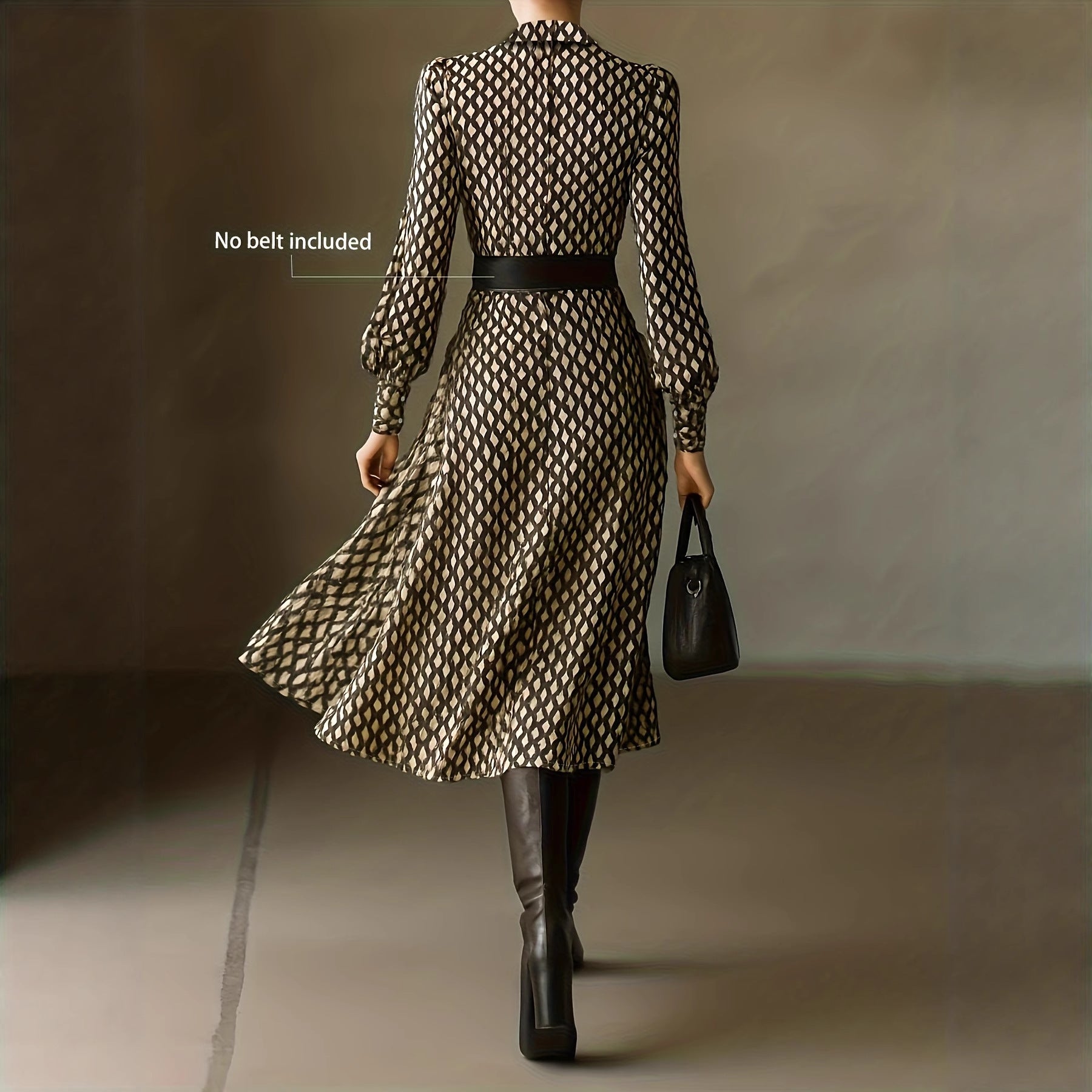 V-neck Puffy Sleeve Maxi Skirt.