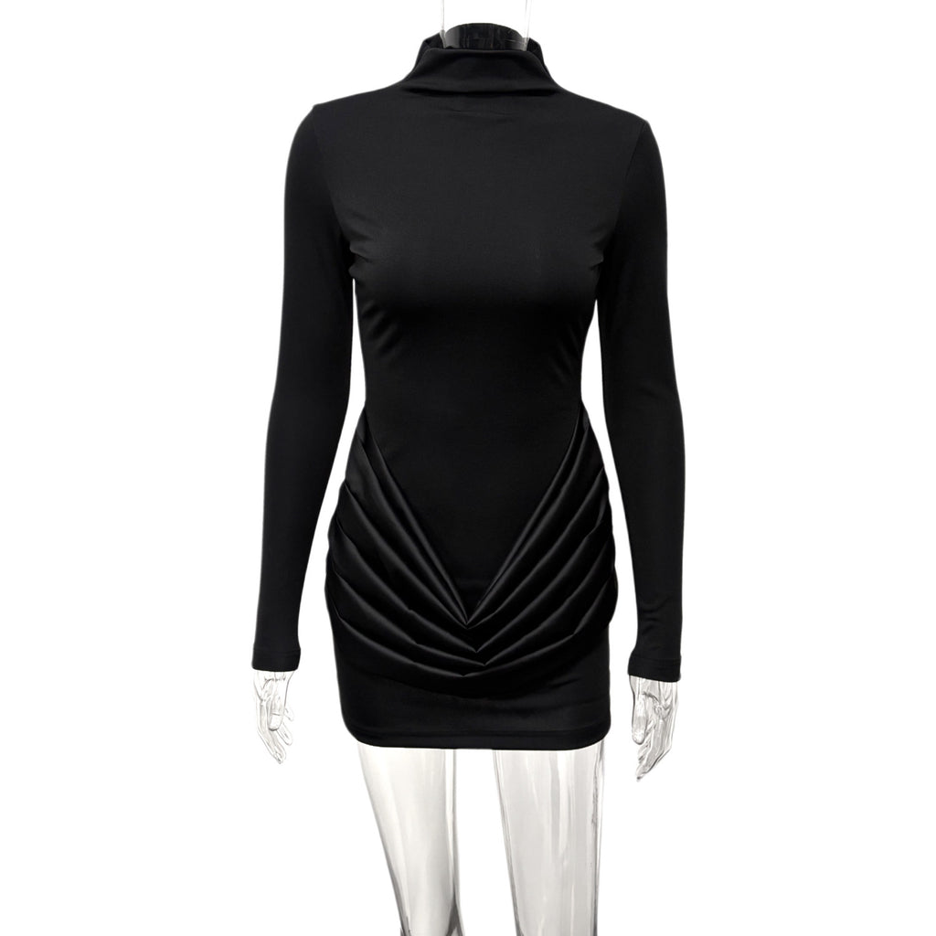 New FallWinter Patchwork Long-Sleeve Bodycon Dress