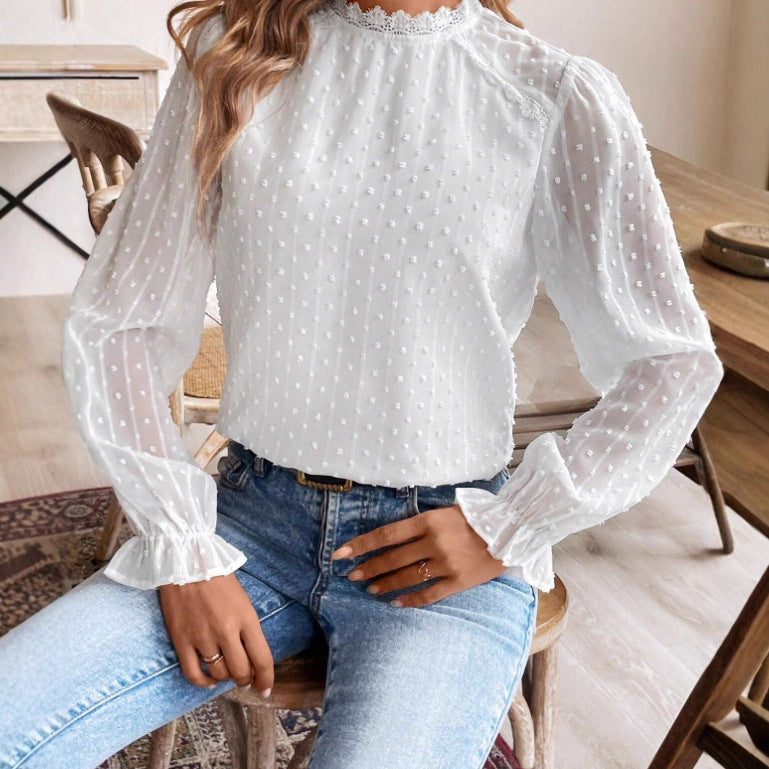 Elegant Lace-Trimmed Long-Sleeve