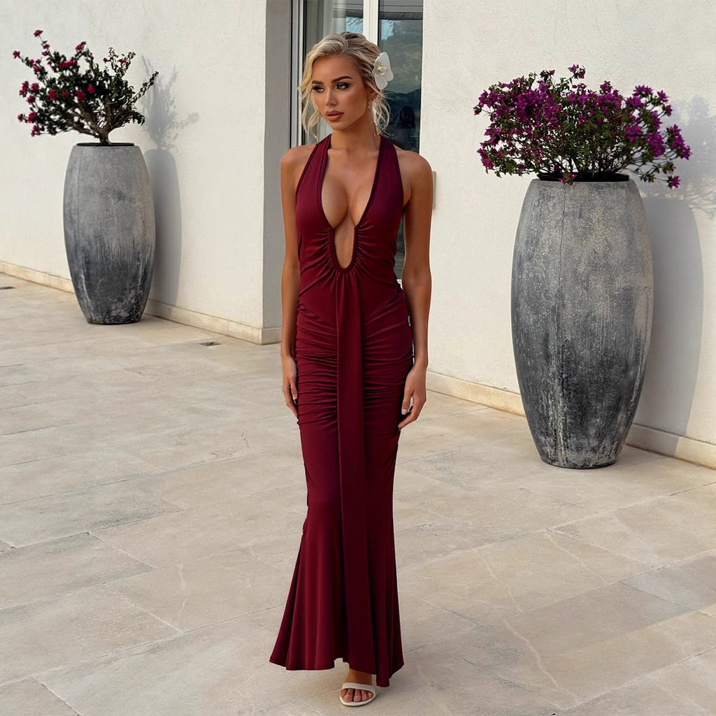 Sleeveless Mermaid Pleated Party Dress