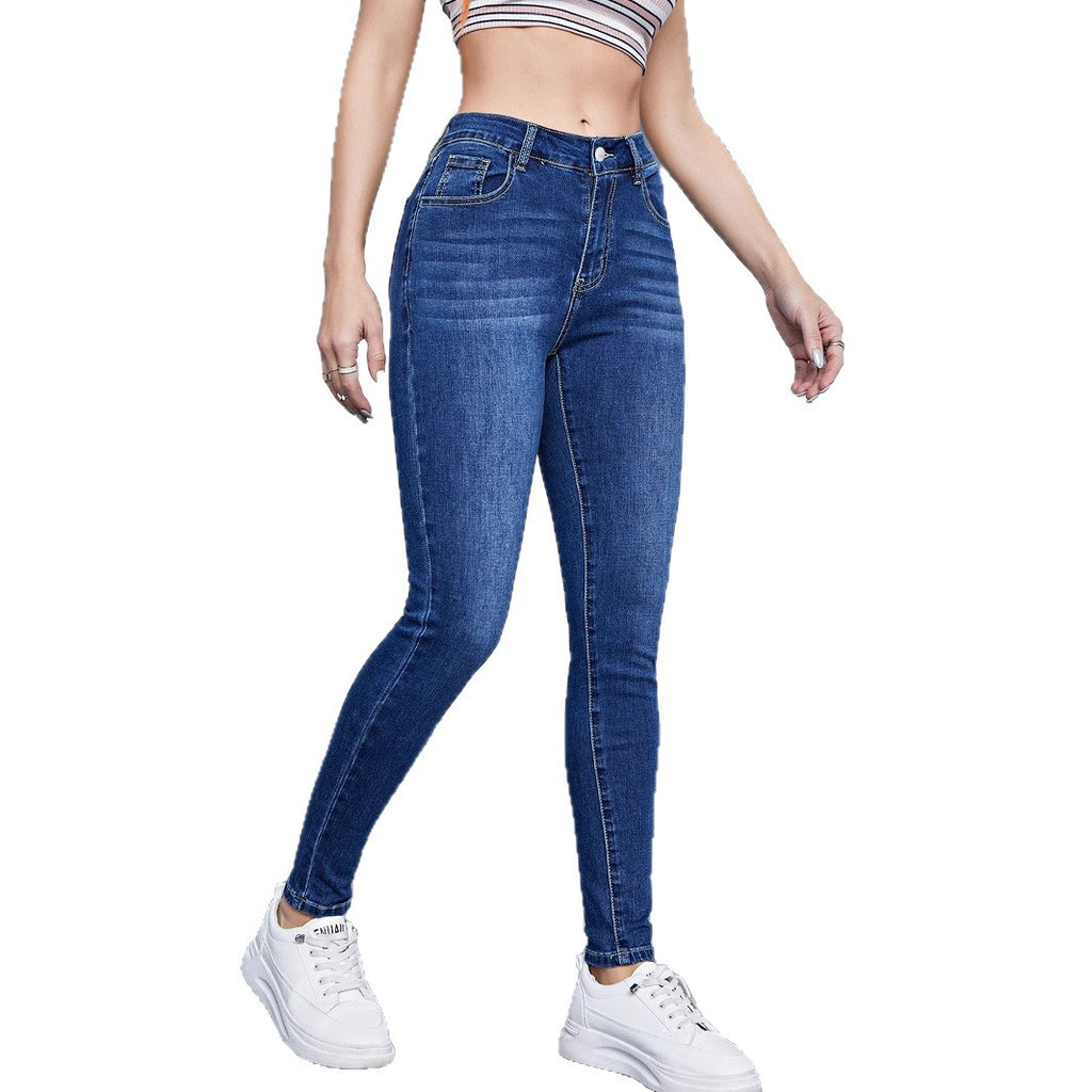 High-waisted Form-fitting Stretchy Skinny Pants In European And American Styles