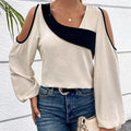 Cold Shoulder Color Block Long Sleeve