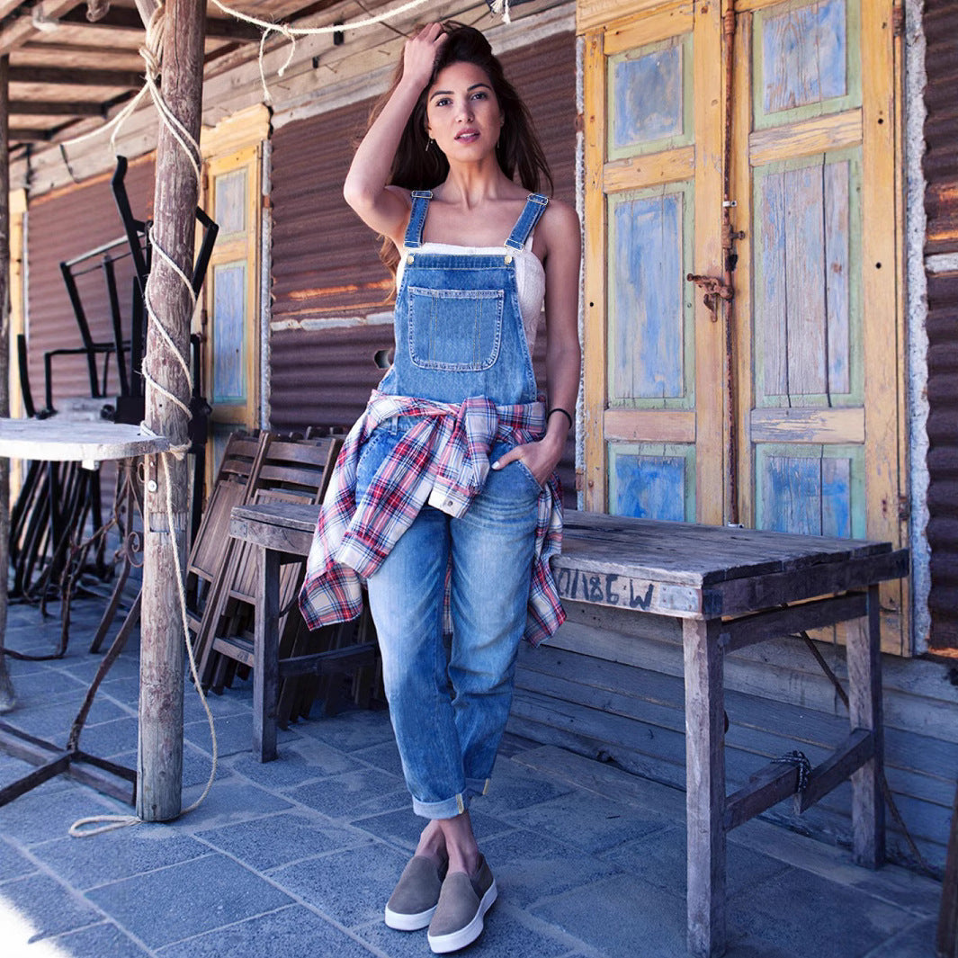 Classic Loose-Fit Denim Overalls