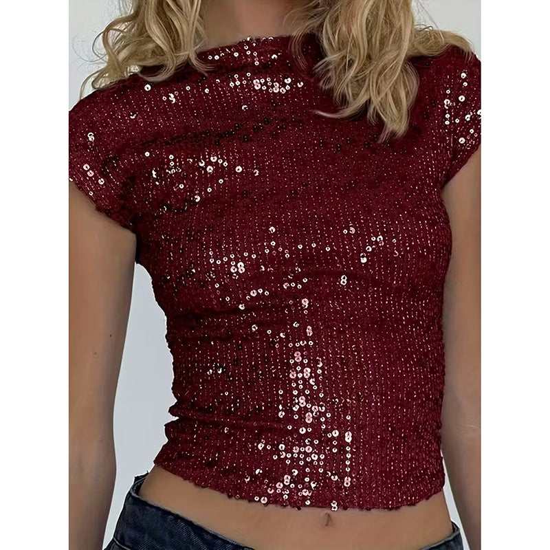 Sexy Backless Sequin Top