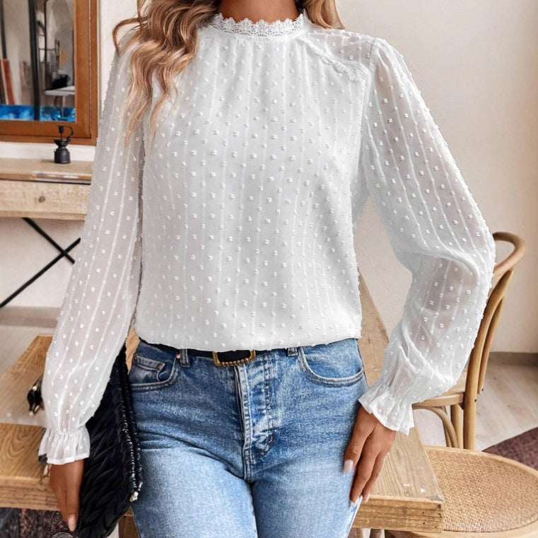 Elegant Lace-Trimmed Long-Sleeve
