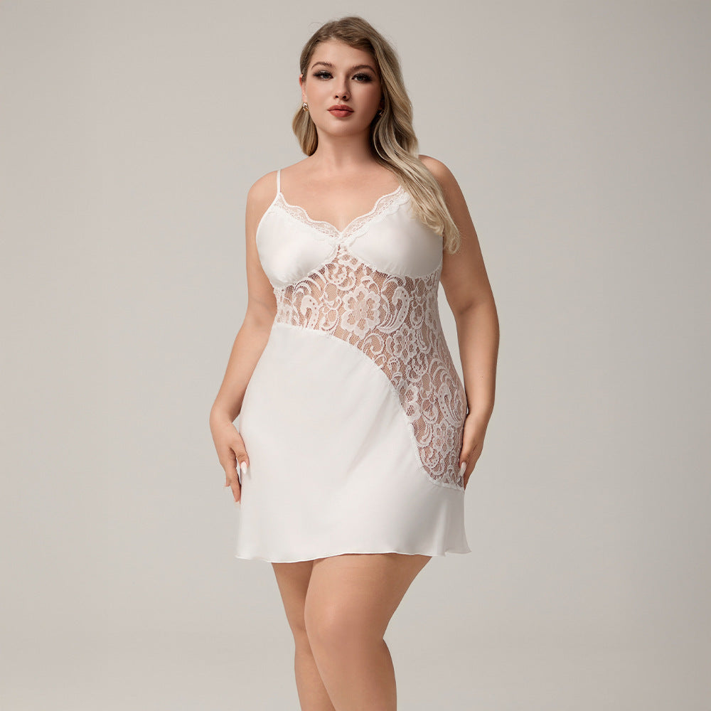 Elegant Satin Lace V-Neck Dress