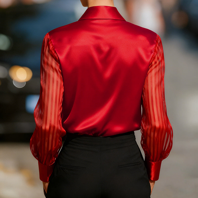 Elegant Satin Long-Sleeve Blouse