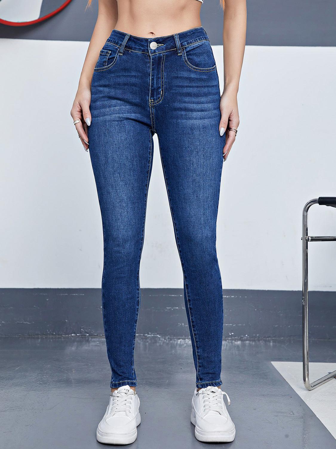 High-waisted Form-fitting Stretchy Skinny Pants In European And American Styles