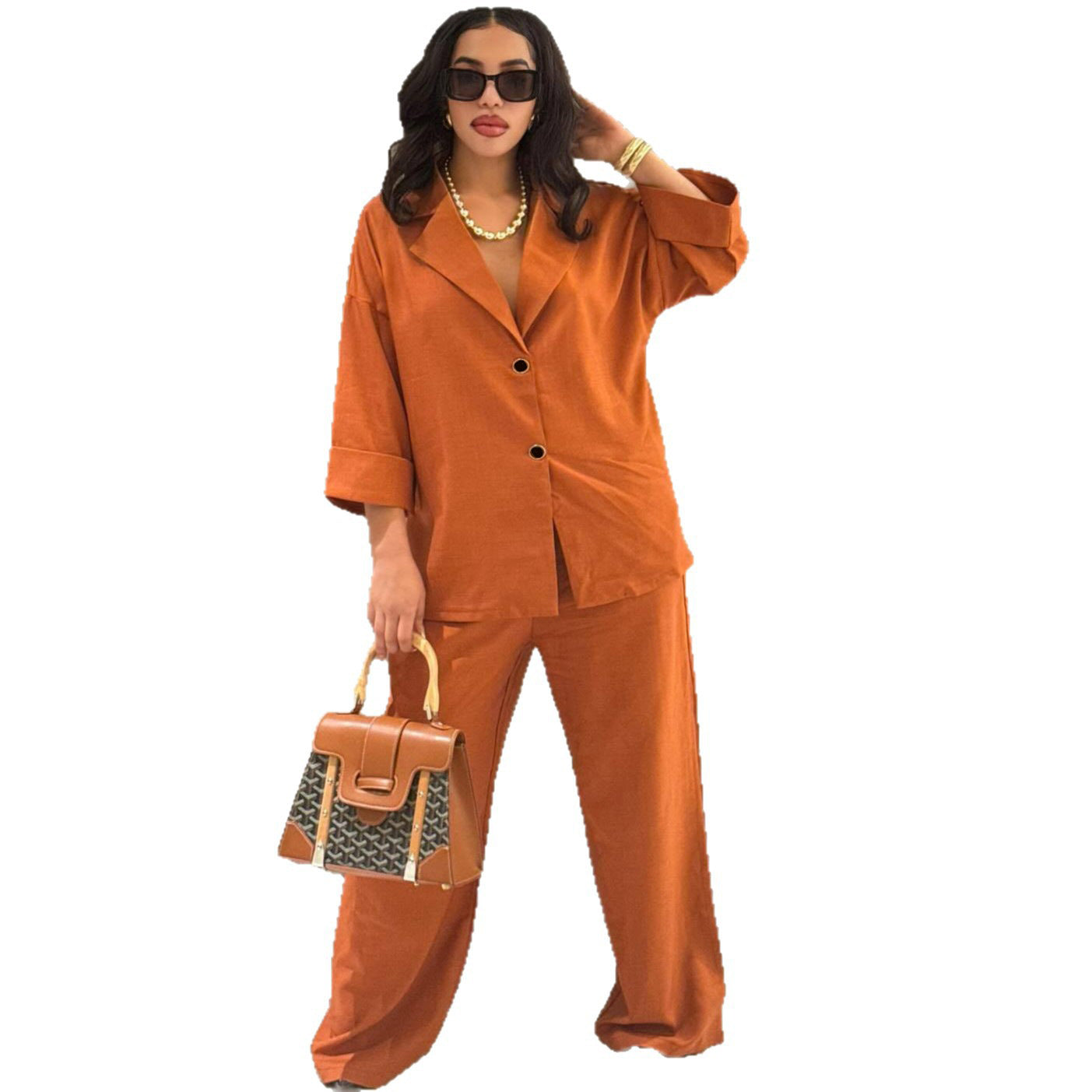 Single-Breasted Two-Piece Set