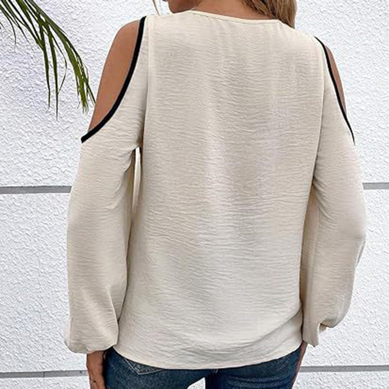 Cold Shoulder Color Block Long Sleeve