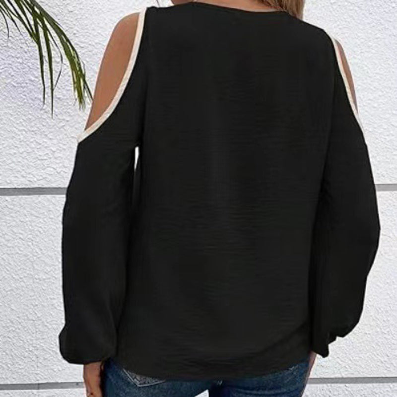 Cold Shoulder Color Block Long Sleeve